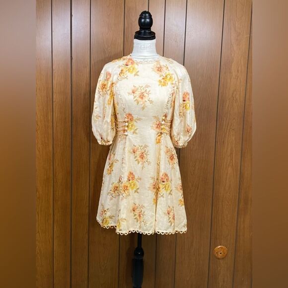 Zimmermann Rosa Linen Floral Minidress size 1/us size 6 - Picture 2 of 13
